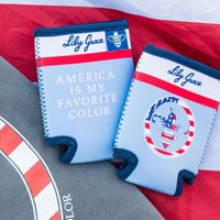 America is My Favorite Color Can Holder by Lily Grace - Country Club Prep