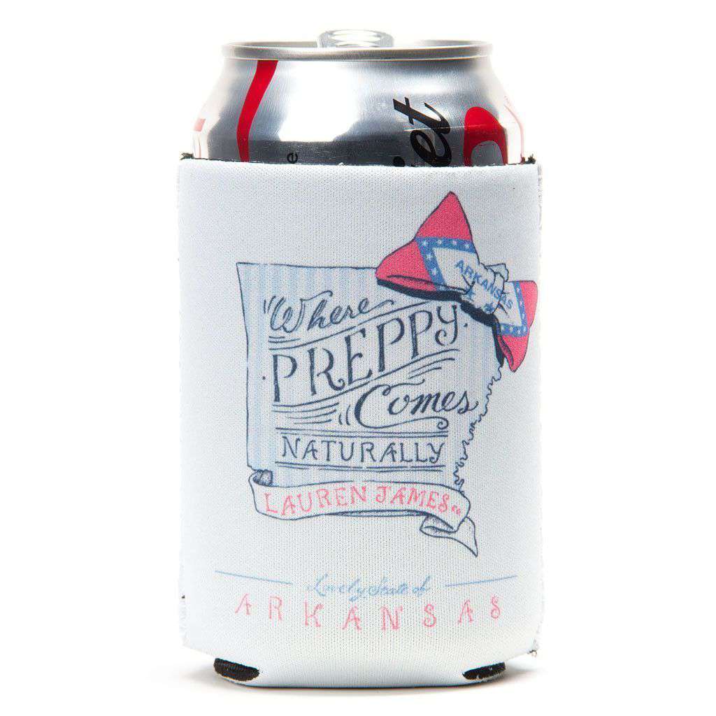 Arkansas Naturally Preppy Can Holder in White by Lauren James - Country Club Prep