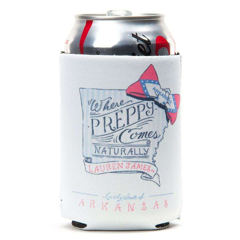 Arkansas Naturally Preppy Can Holder in White by Lauren James - Country Club Prep