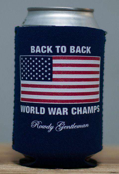 Back to Back World War Champs Can Holder in Navy by Rowdy Gentleman - Country Club Prep