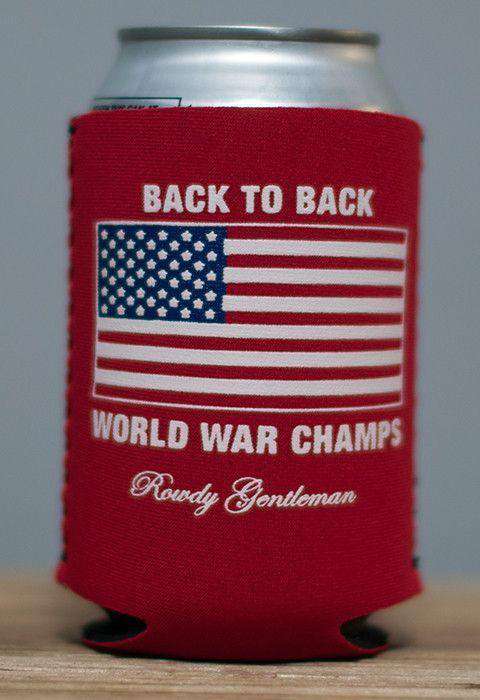 Back to Back World War Champs Can Holder in Red by Rowdy Gentleman - Country Club Prep