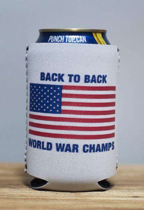 Back to Back World War Champs Can Holder in White by Rowdy Gentleman - Country Club Prep