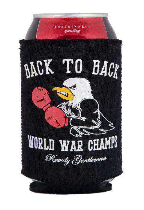 Back to Back World War Champs Eagle Edition Can Holder in Black by Rowdy Gentleman - Country Club Prep