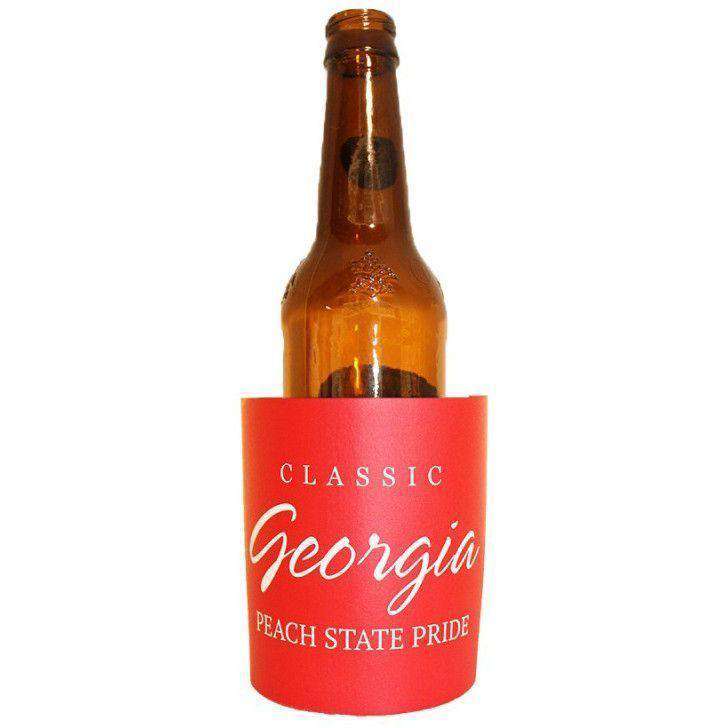 Classic Georgia Logo Foam Can Holder in Red by Peach State Pride - Country Club Prep