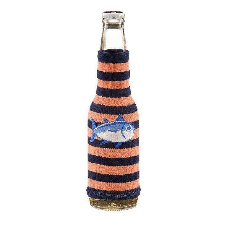 Collectible Stripe Bottle Sock in Caribbean Estate Orange by Southern Tide - Country Club Prep