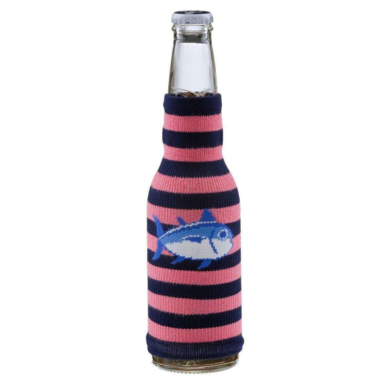 Collectible Stripe Bottle Sock in Coral Beach by Southern Tide - Country Club Prep