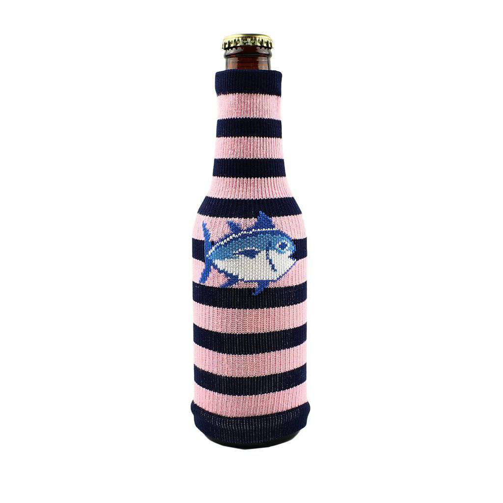 Collectible Stripe Bottle Sock in Pink Flamingo by Southern Tide - Country Club Prep