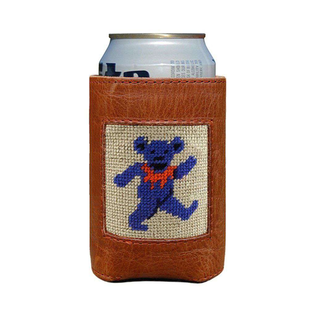Dancing Bear Needlepoint Can Cooler in Oatmeal by Smathers & Branson - Country Club Prep