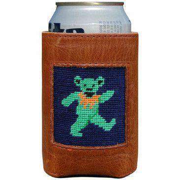 Dancing Bear Needlepoint Can Holder in Navy by Smathers & Branson - Country Club Prep