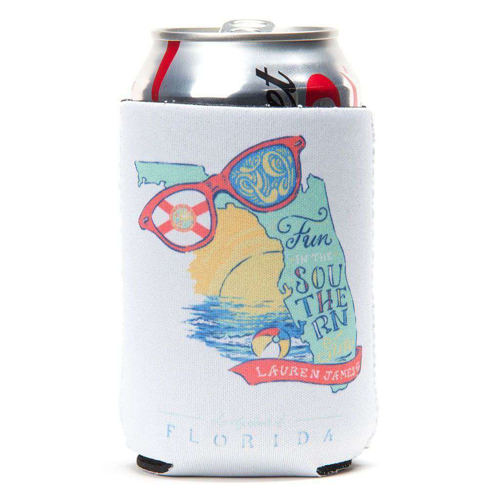 Florida Southern Sun Can Holder in White by Lauren James - Country Club Prep
