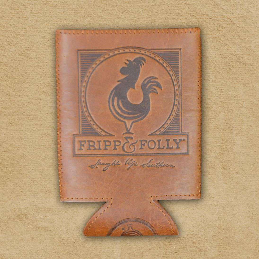 Fripp Logo Genuine Leather/Neoprene Bottle Can Holder by Fripp & Folly - Country Club Prep