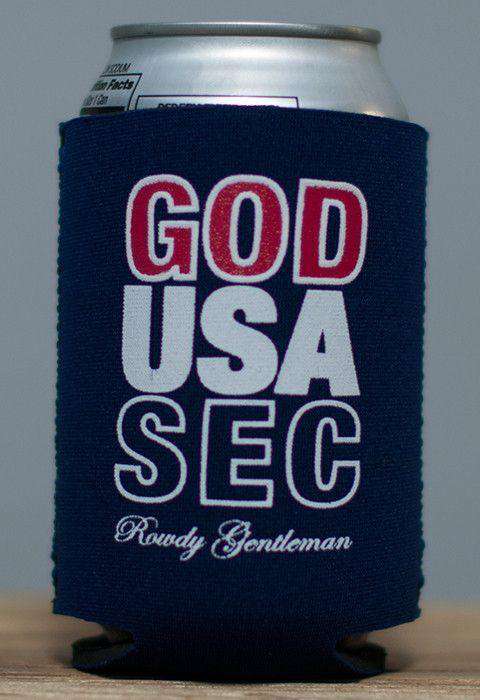 God, USA, SEC Can Holder in Navy by Rowdy Gentleman - Country Club Prep