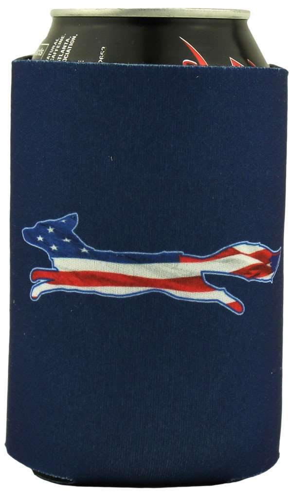Longshanks "Drink for Your Country" Can Holder in Navy by Country Club Prep - Country Club Prep