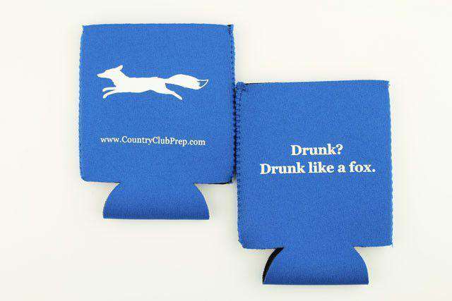 "Longshanks" Drunk Like a Fox Can Holder in Blue by Country Club Prep - Country Club Prep