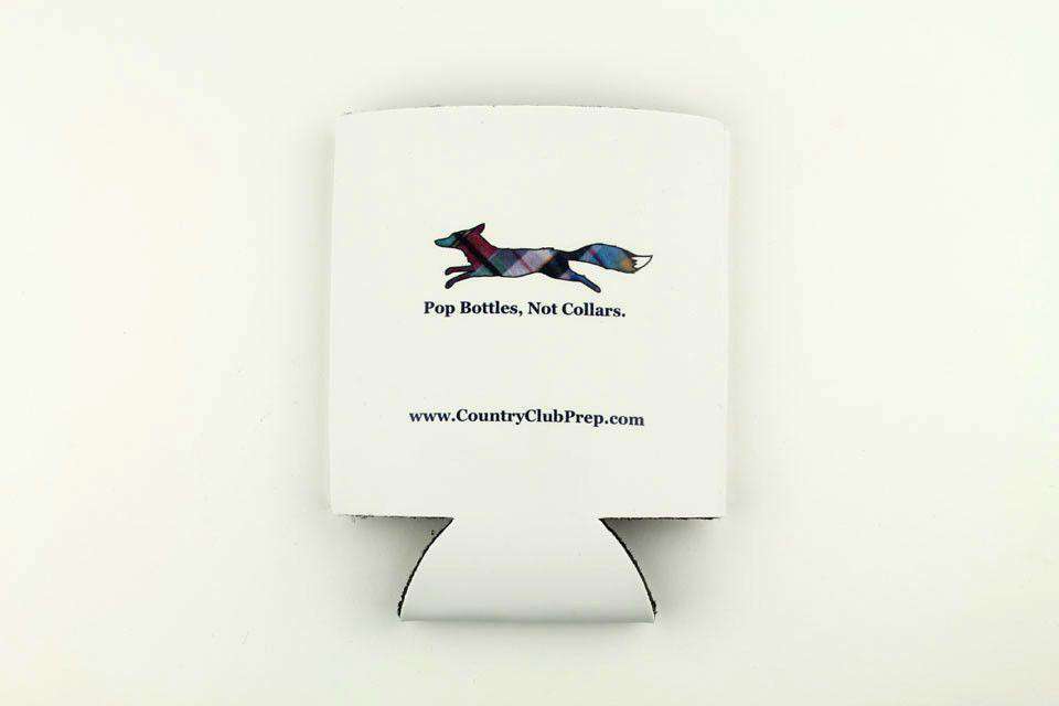 "Longshanks" Pop Bottles Not Collars Can Holder in White by Country Club Prep - Country Club Prep