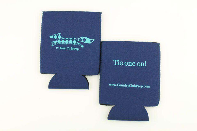 "Longshanks" Tie One On Can Holder in Navy by Country Club Prep - Country Club Prep