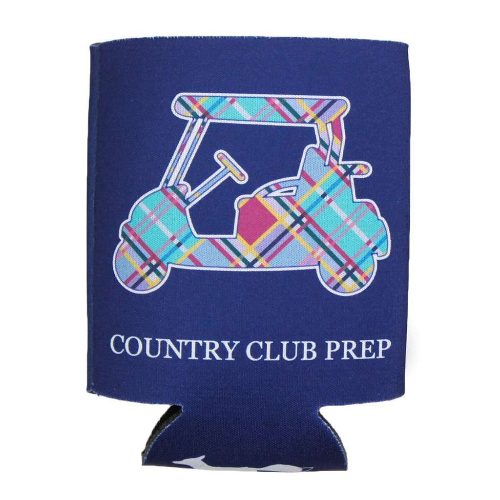 Madras Golf Cart Can Holder in Navy by Country Club Prep - Country Club Prep