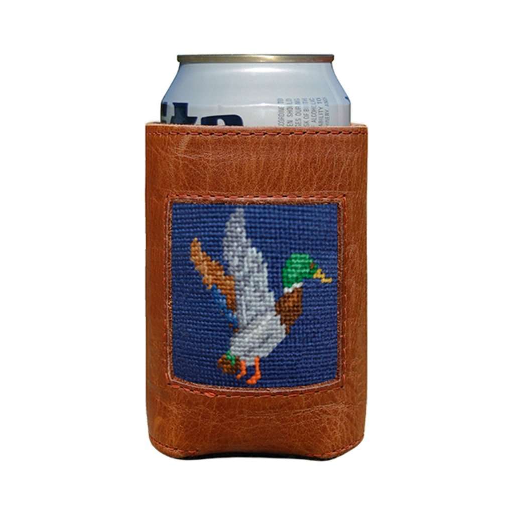Mallard Needlepoint Can Cooler in Classic Navy by Smathers & Branson - Country Club Prep