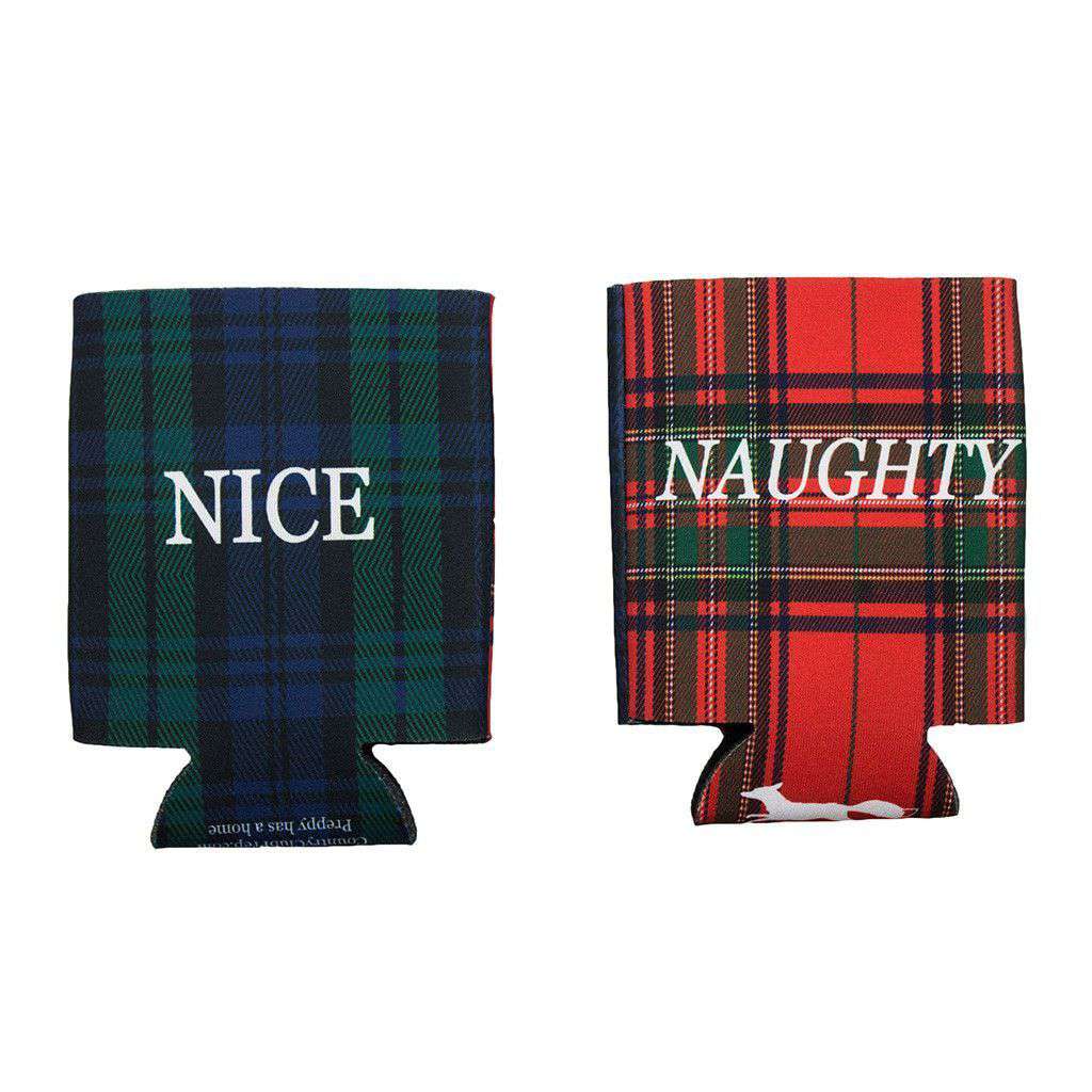 Naughty & Nice Can Holder in Royal Stewart Red & Blackwatch Green by Country Club Prep - Country Club Prep