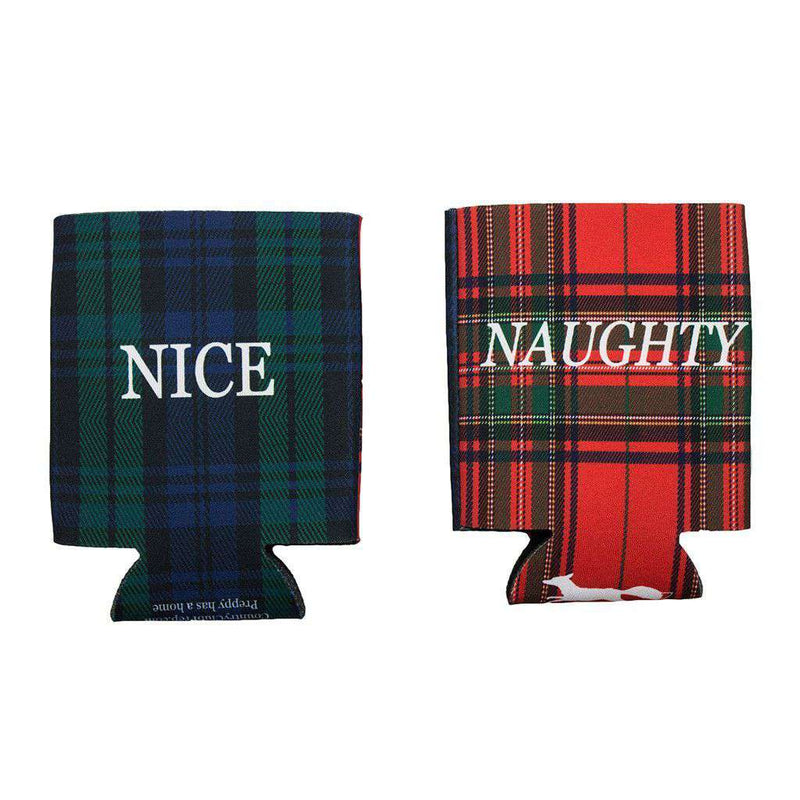 Naughty & Nice Can Holder in Royal Stewart Red & Blackwatch Green by Country Club Prep - Country Club Prep
