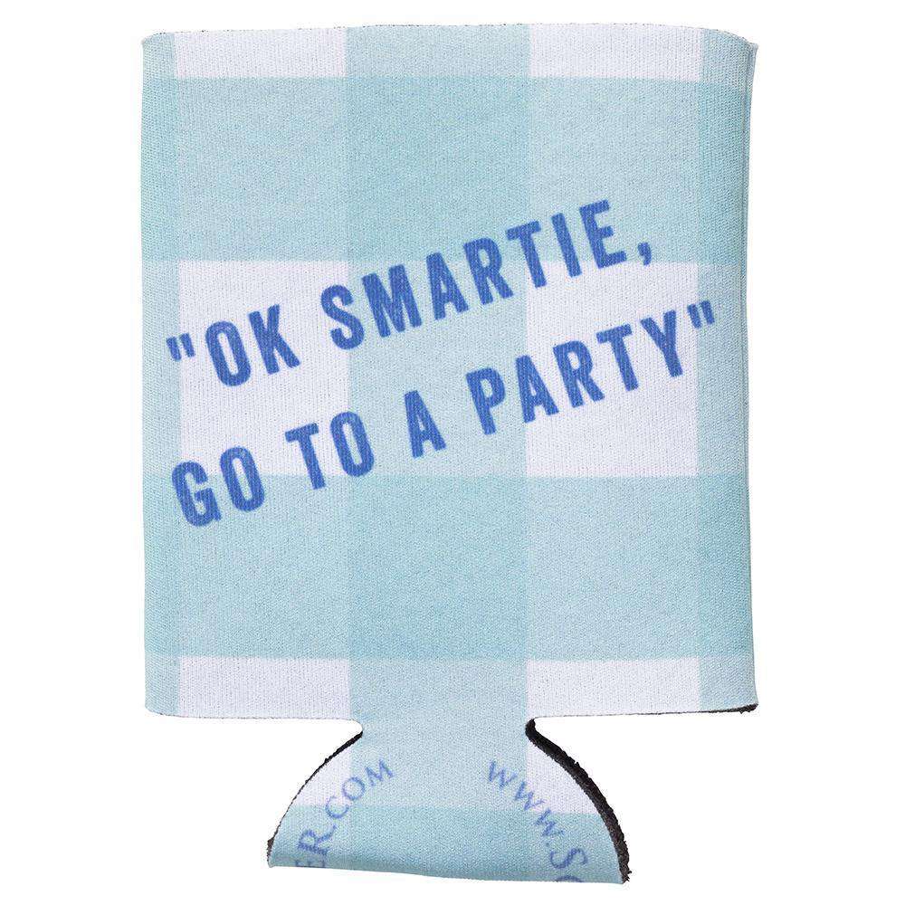 OK Smartie, Go to a Party Can Holder in Aqua Gingham by Southern Proper - Country Club Prep