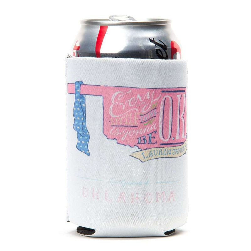 Oklahoma Be OK Can Holder in White by Lauren James - Country Club Prep