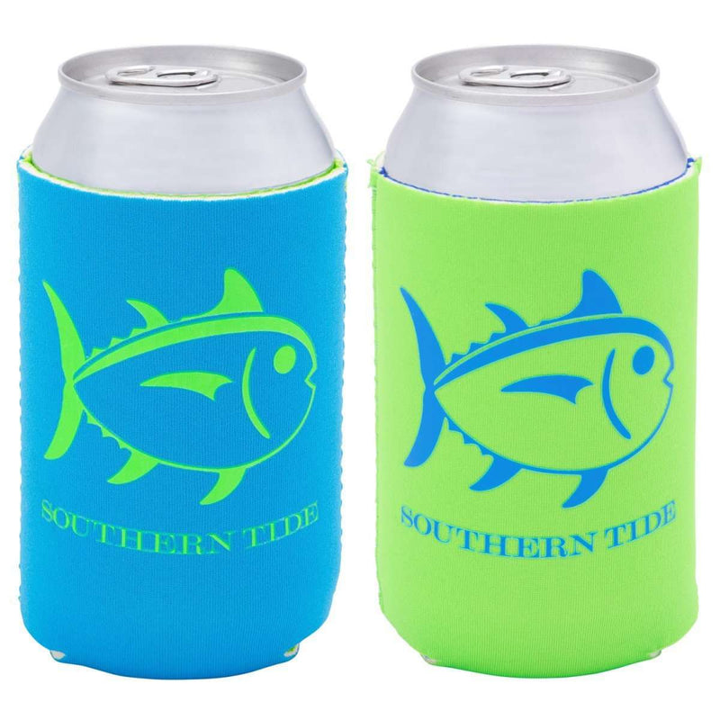 Reversible Can Caddie in Waterfall Blue/Lime Green by Southern Tide - Country Club Prep