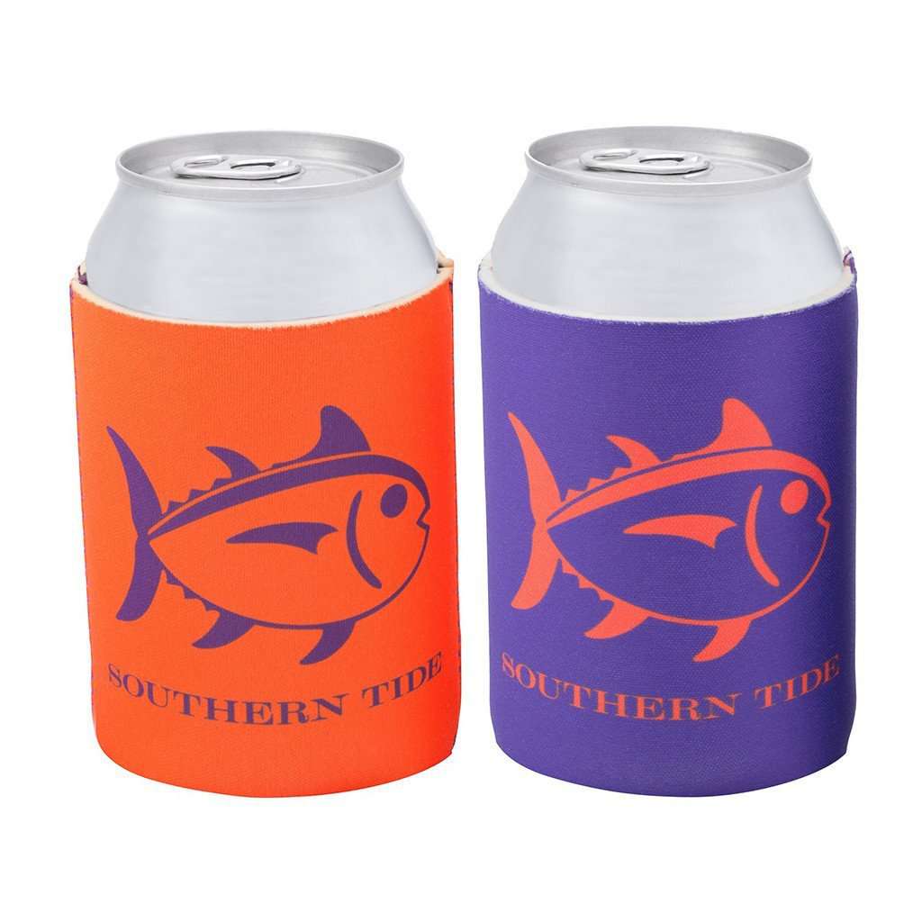 Reversible Gameday Can Caddie in Endzone Orange and Regal Purple by Southern Tide - Country Club Prep