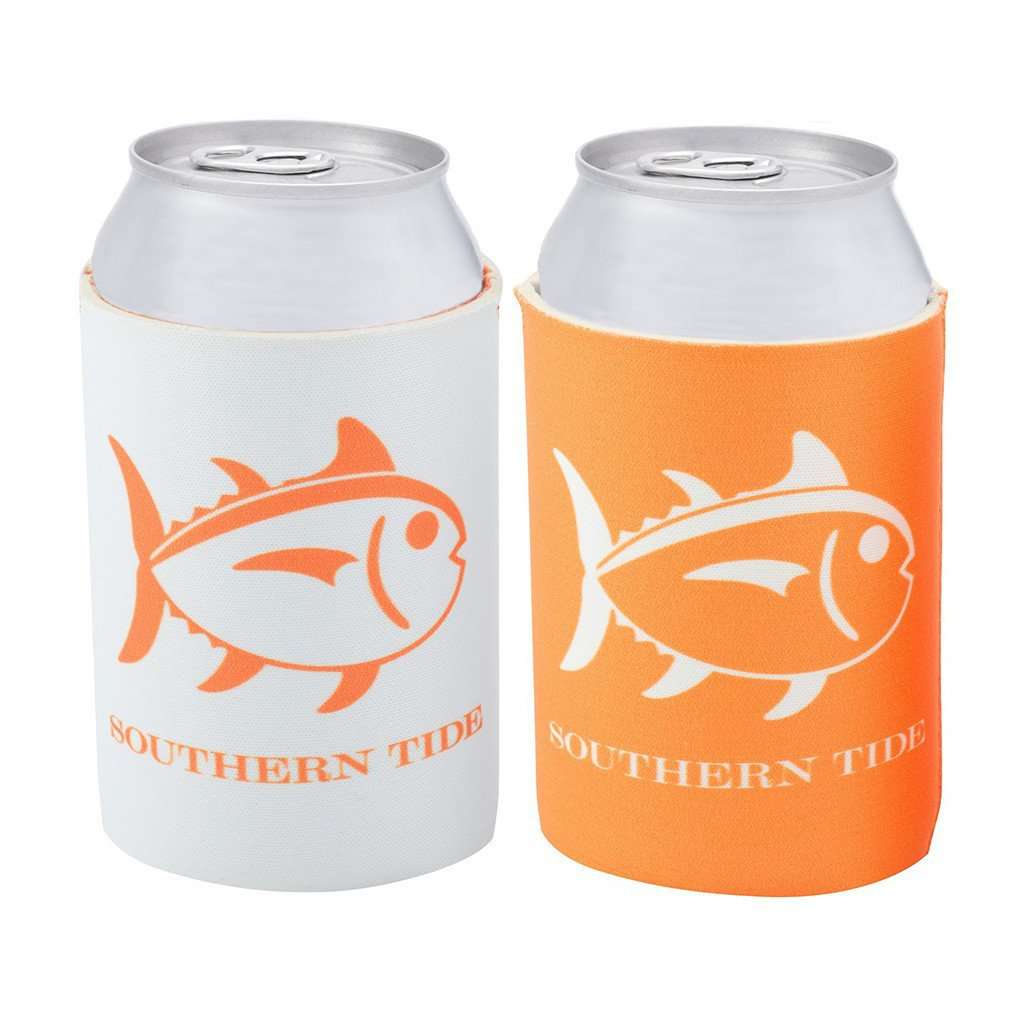 Reversible Gameday Can Caddie in Rocky Top Orange/White by Southern Tide - Country Club Prep