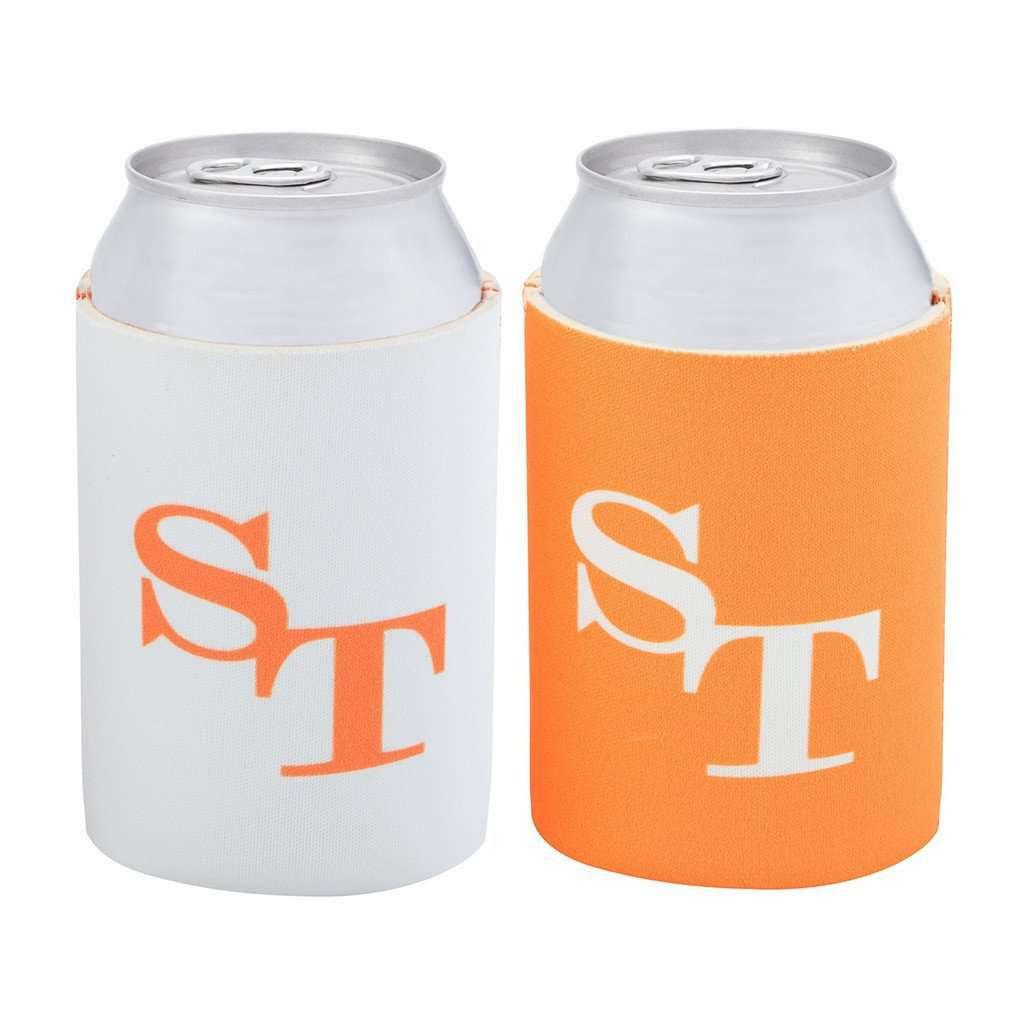 Reversible Gameday Can Caddie in Rocky Top Orange/White by Southern Tide - Country Club Prep