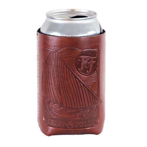 Sailboat "Vegan" Leather/Neoprene Can Holder by Fripp & Folly - Country Club Prep