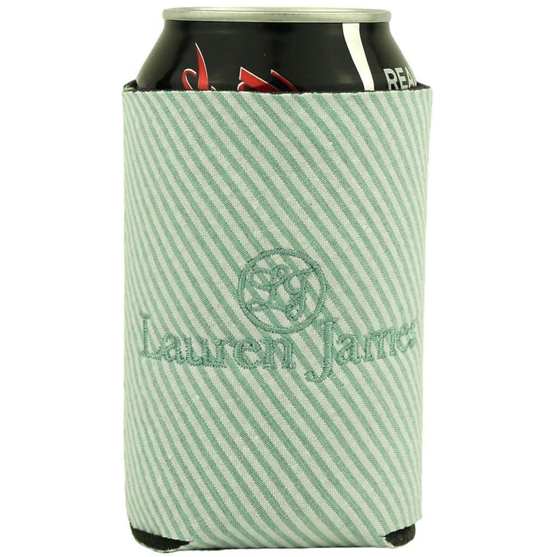 Seersucker Can Holder in Mint Green by Lauren James - Country Club Prep