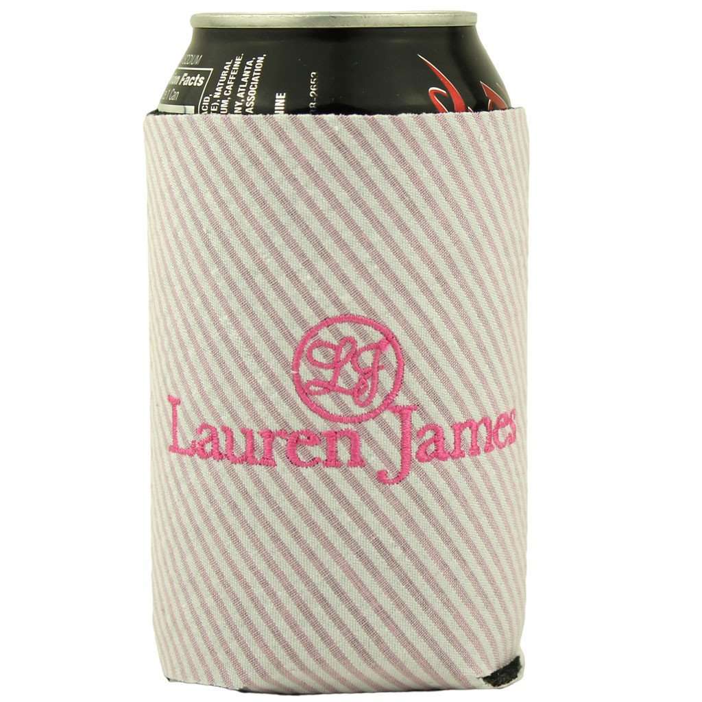 Seersucker Can Holder in Pink by Lauren James - Country Club Prep