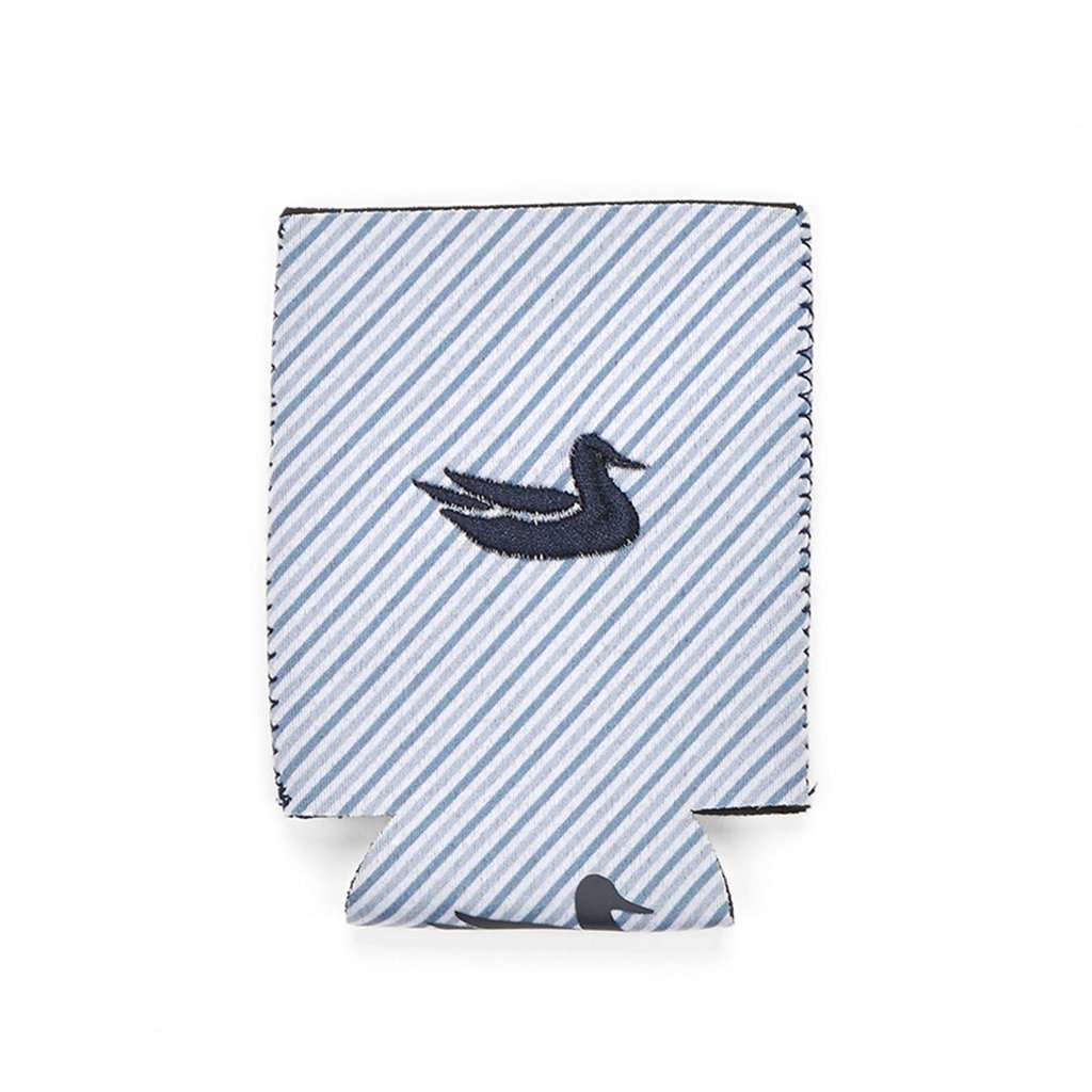 Signature Coozie in Blue Stripe with Navy by Southern Marsh - Country Club Prep