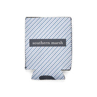 Signature Coozie in Blue Stripe with Navy by Southern Marsh - Country Club Prep