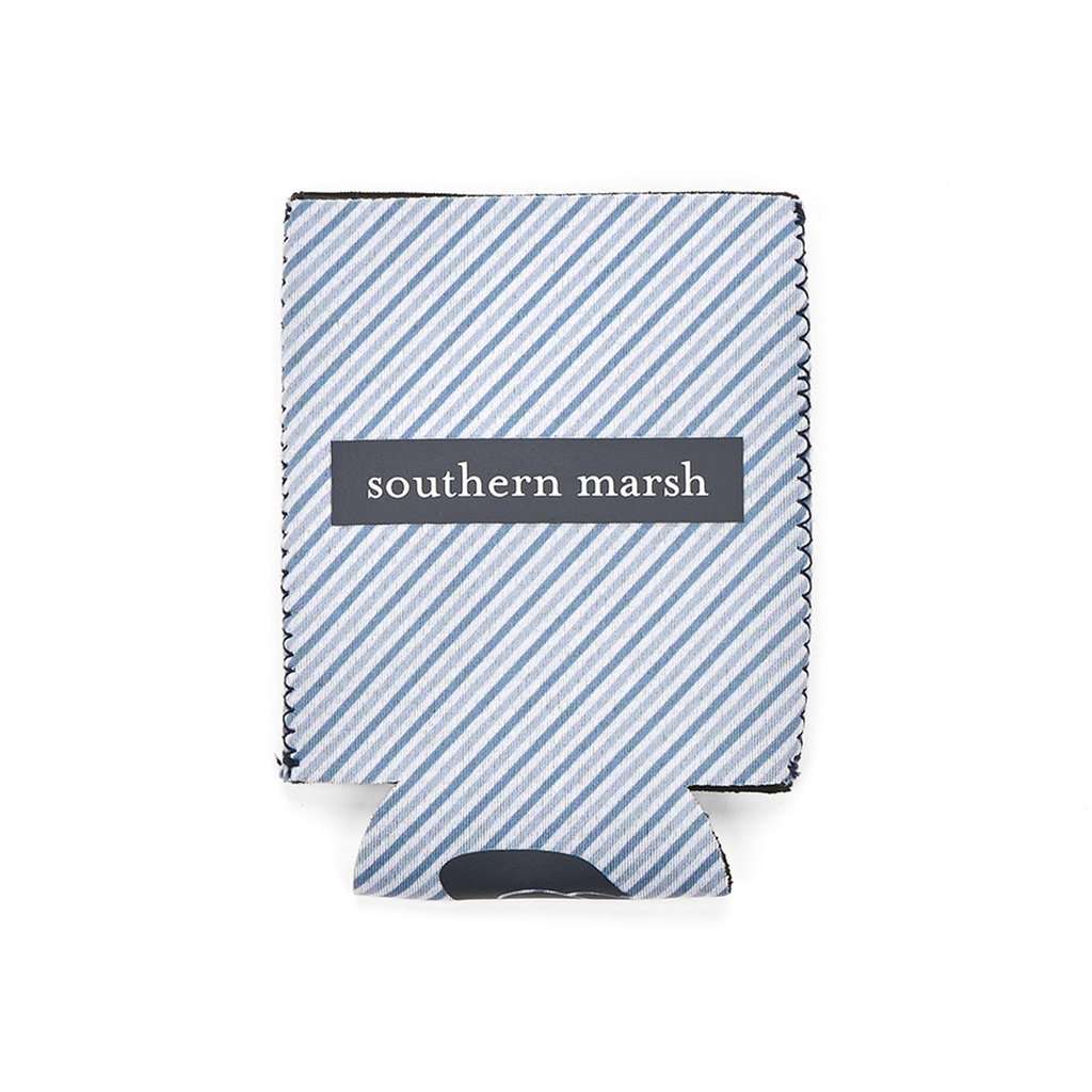 Signature Coozie in Blue Stripe with Navy by Southern Marsh - Country Club Prep