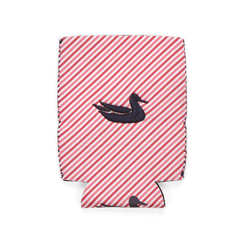 Signature Coozie in Pink Stripe with Navy by Southern Marsh - Country Club Prep