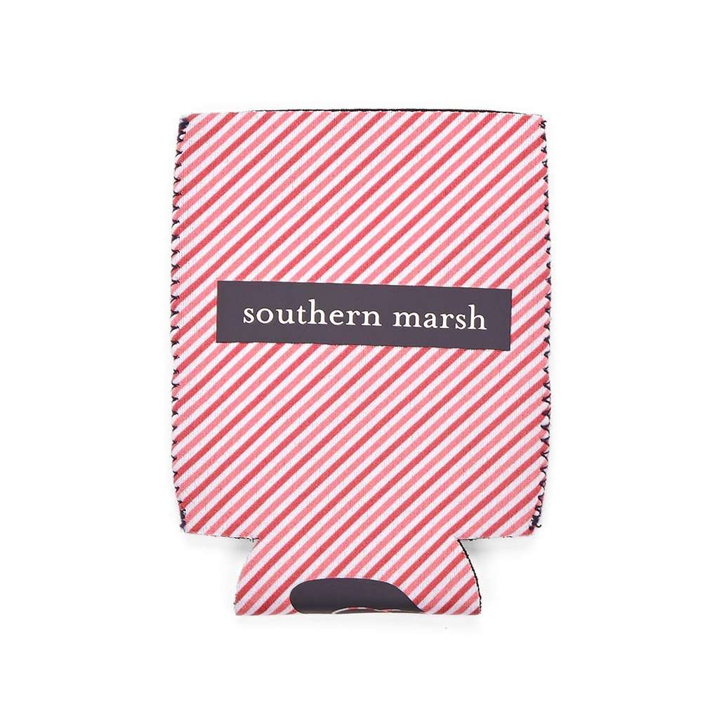 Signature Coozie in Pink Stripe with Navy by Southern Marsh - Country Club Prep