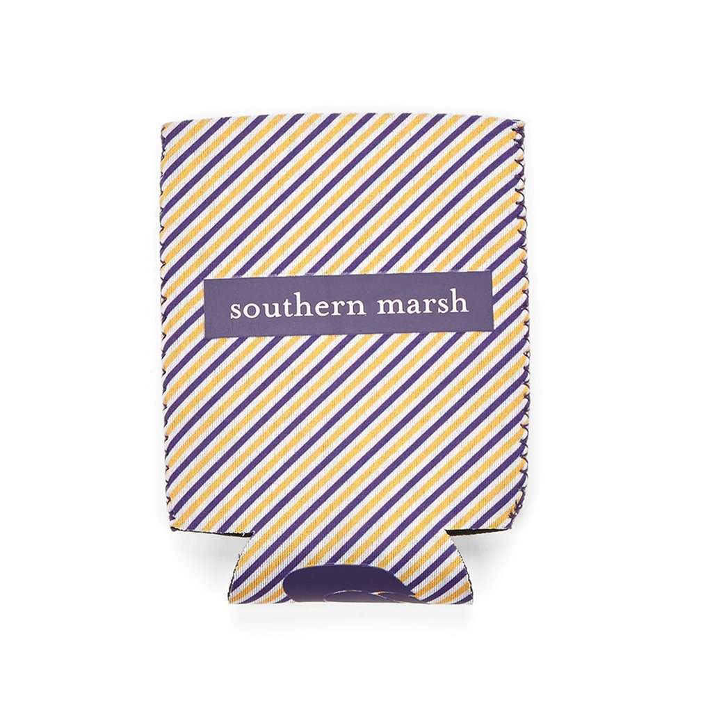 Signature Coozie in Purple Stripe with Gold by Southern Marsh - Country Club Prep