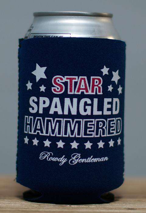 Star Spangled Hammered Can Holder in Navy by Rowdy Gentleman - Country Club Prep