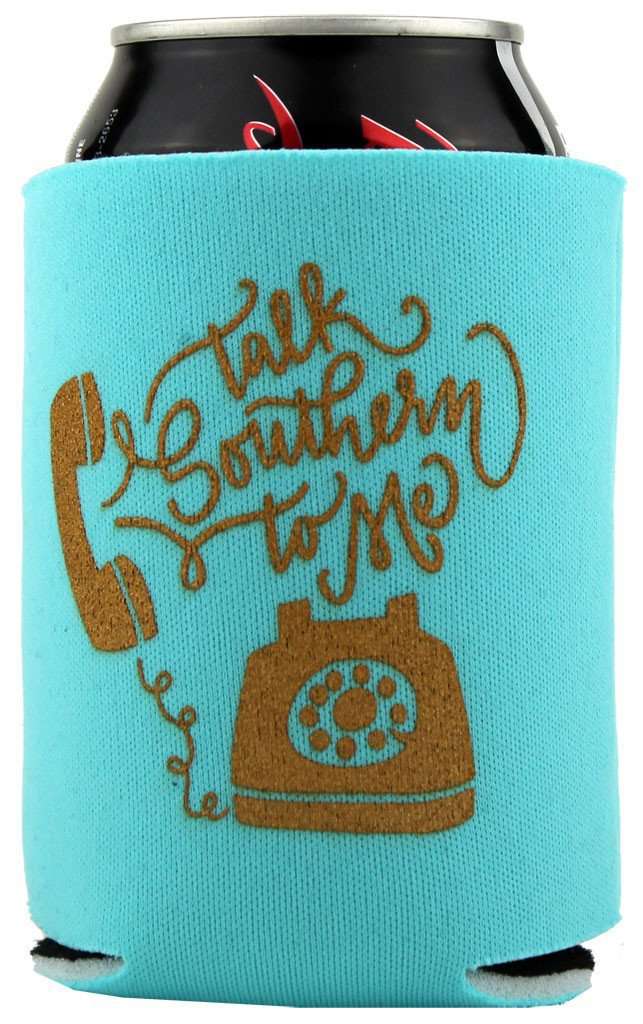 Talk Southern To Me Can Holder in Turquoise with Gold Letters by Judith March - Country Club Prep