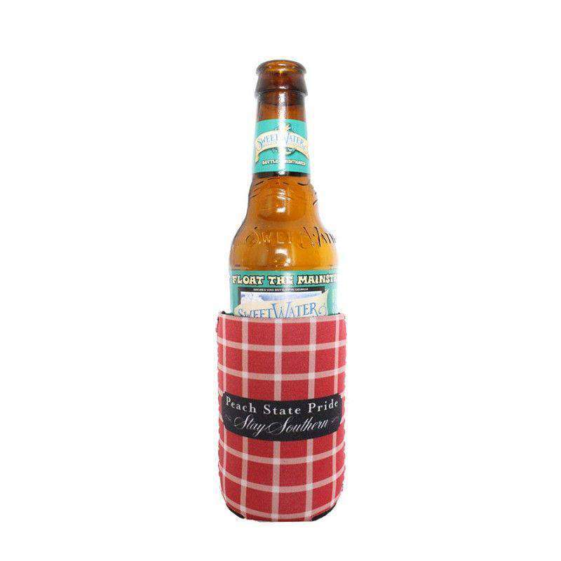Tattersall Can Holder in Red & White by Peach State Pride - Country Club Prep