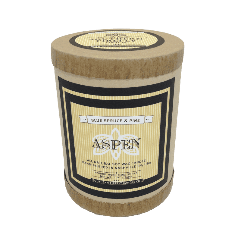 Aspen Destination Series Soy Candle in Blue Spruce and Pine Scent by Southern Firefly Candle Co. - Country Club Prep