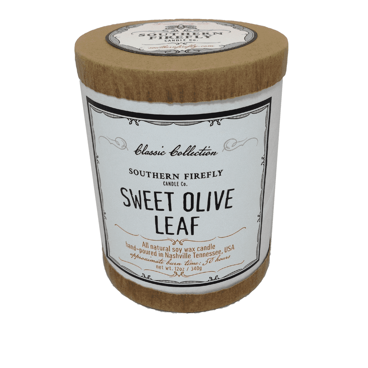 Classic Collection Soy Candle in Sweet Olive Leaf Scent by Southern Firefly Candle Co. - Country Club Prep