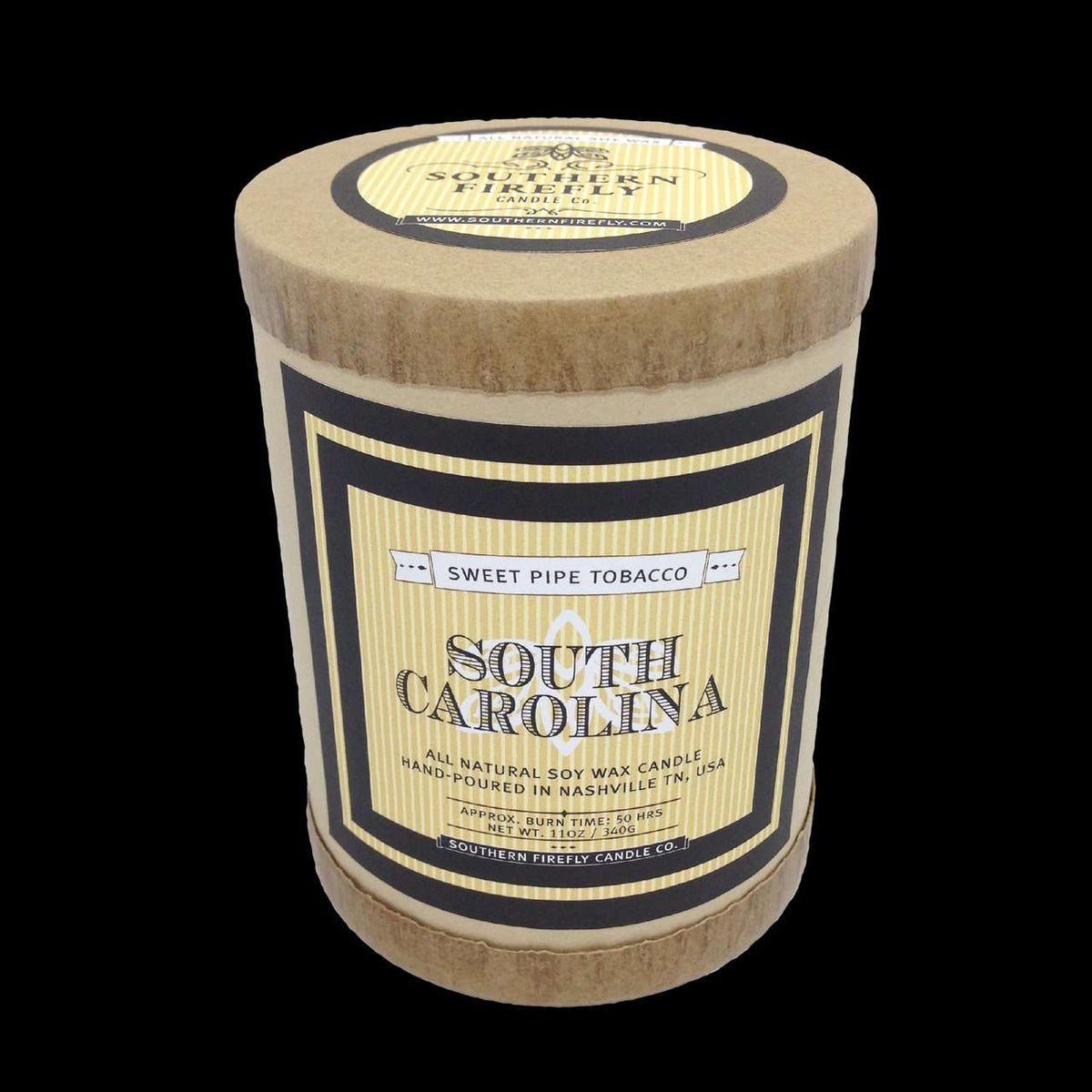 South Carolina Destination Series Soy Candle in Sweet Pipe Tobacco Scent by Southern Firefly Candle Co. - Country Club Prep