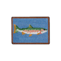 Big Trout Needlepoint Credit Card Wallet in Blue by Smathers & Branson - Country Club Prep