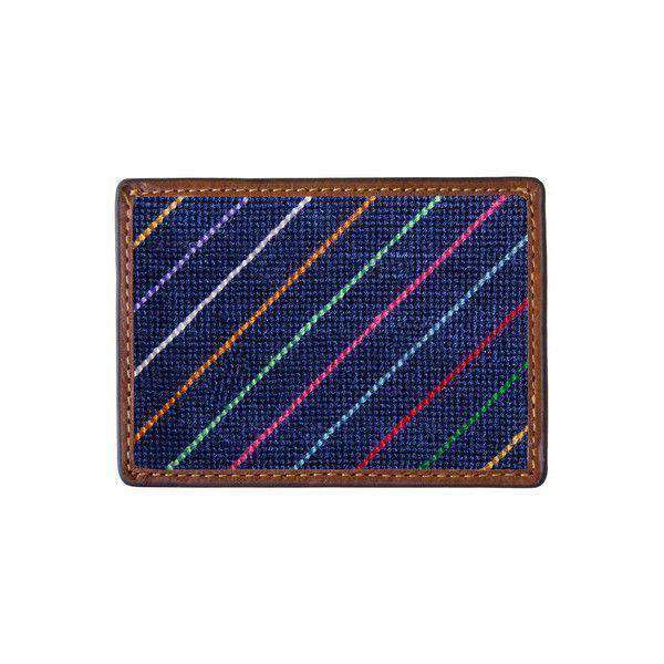 Carter Stripe Needlepoint Credit Card Wallet in Navy by Smathers & Branson - Country Club Prep