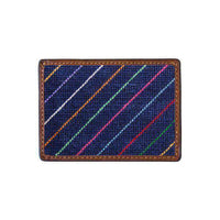 Carter Stripe Needlepoint Credit Card Wallet in Navy by Smathers & Branson - Country Club Prep
