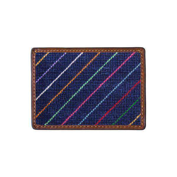 Carter Stripe Needlepoint Credit Card Wallet in Navy by Smathers & Branson - Country Club Prep