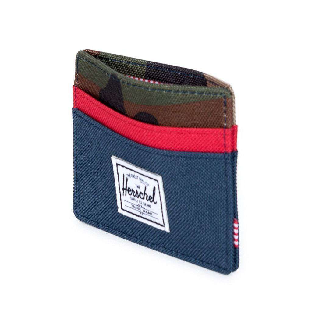 Charlie Wallet in Navy, Woodland Camo and Red by Herschel Supply Co. - Country Club Prep